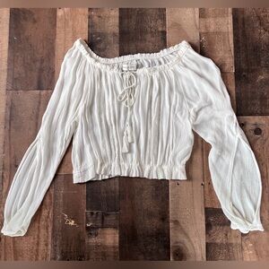 Abercrombie White Boho Peasant Crop Top XS